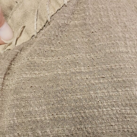 Gimmicks XS Beige Sleeveless Knit Top Lace Details V-Neck Back Cotton Blend Boho - Picture 13 of 14